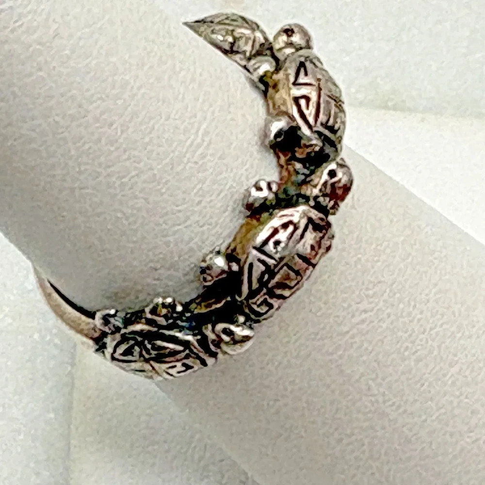 Vintage Estate Sterling Silver Sea Turtle Ring Size 5.5 Dimensional Greek Key